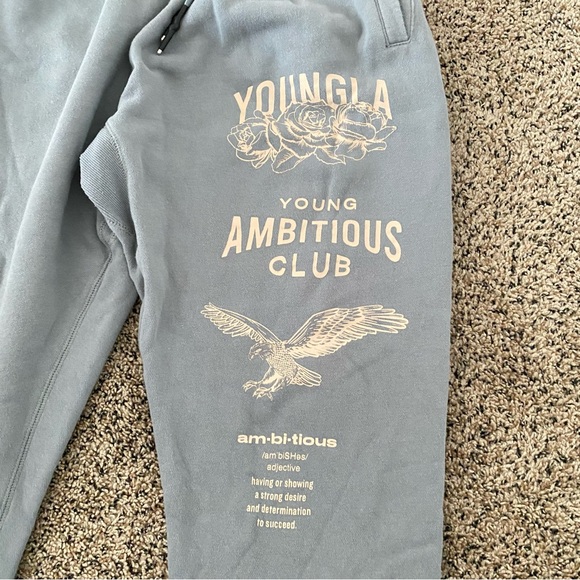 YOUNGLA Young Ambitious Club XXL Light Gray Fleece Joggers - Picture 2 of 5